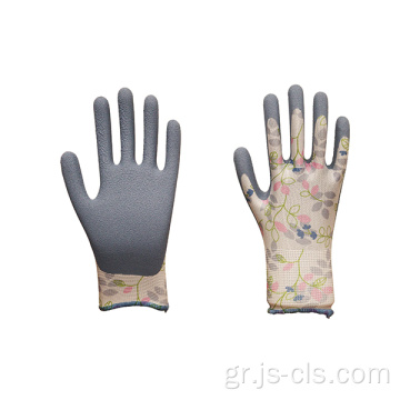 Σειρά κήπου Γκρέι εκτυπωμένο αφρό γάντια κήπου λατέξ
